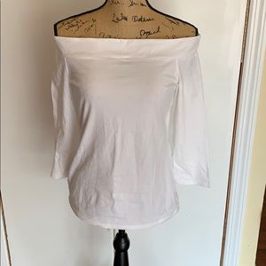 Loft White off the shoulder long sleeve shirt